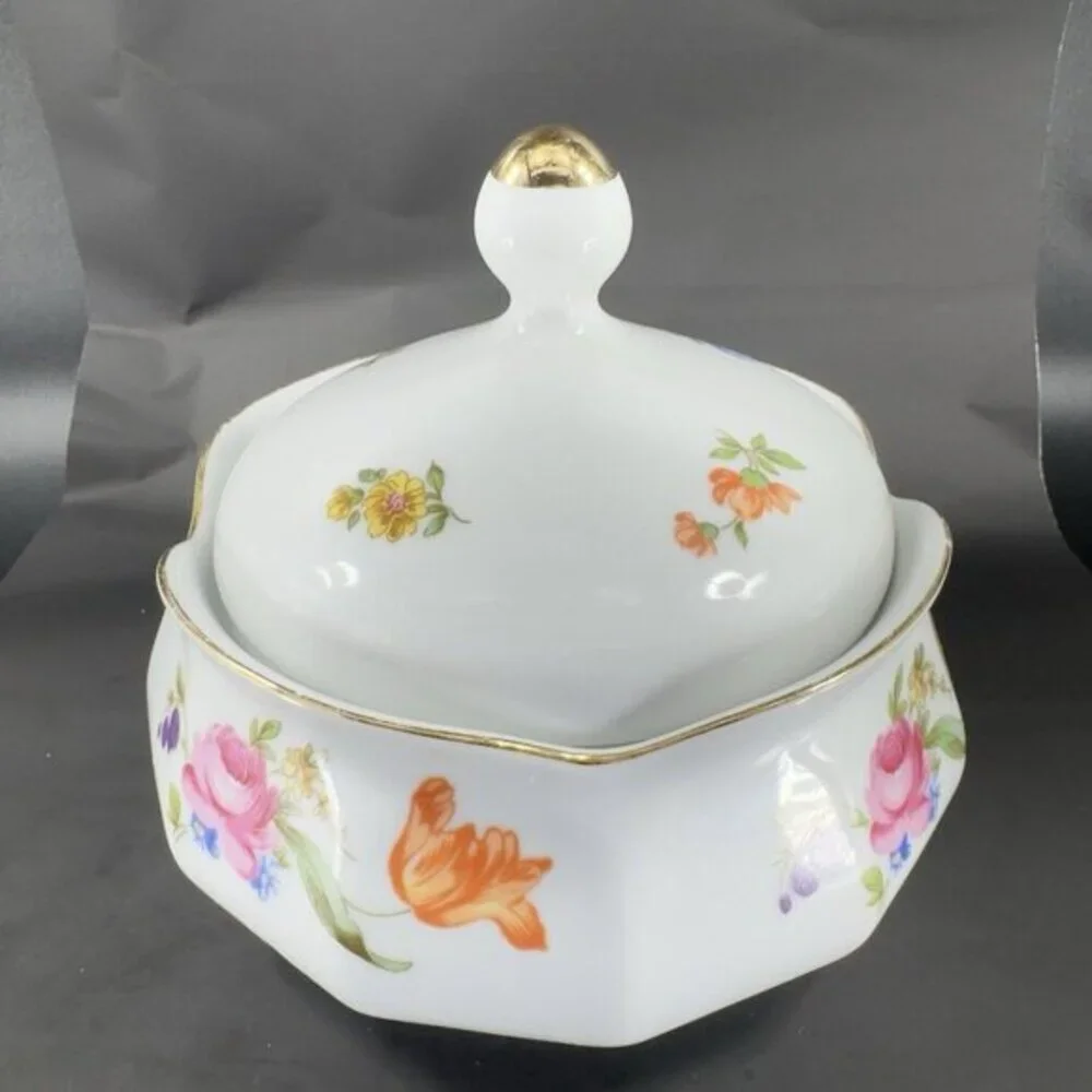 JL Menau Graf Von Henneberg Fine Porcelain Canister Jar Large‎ Sugar Bowl W Lid